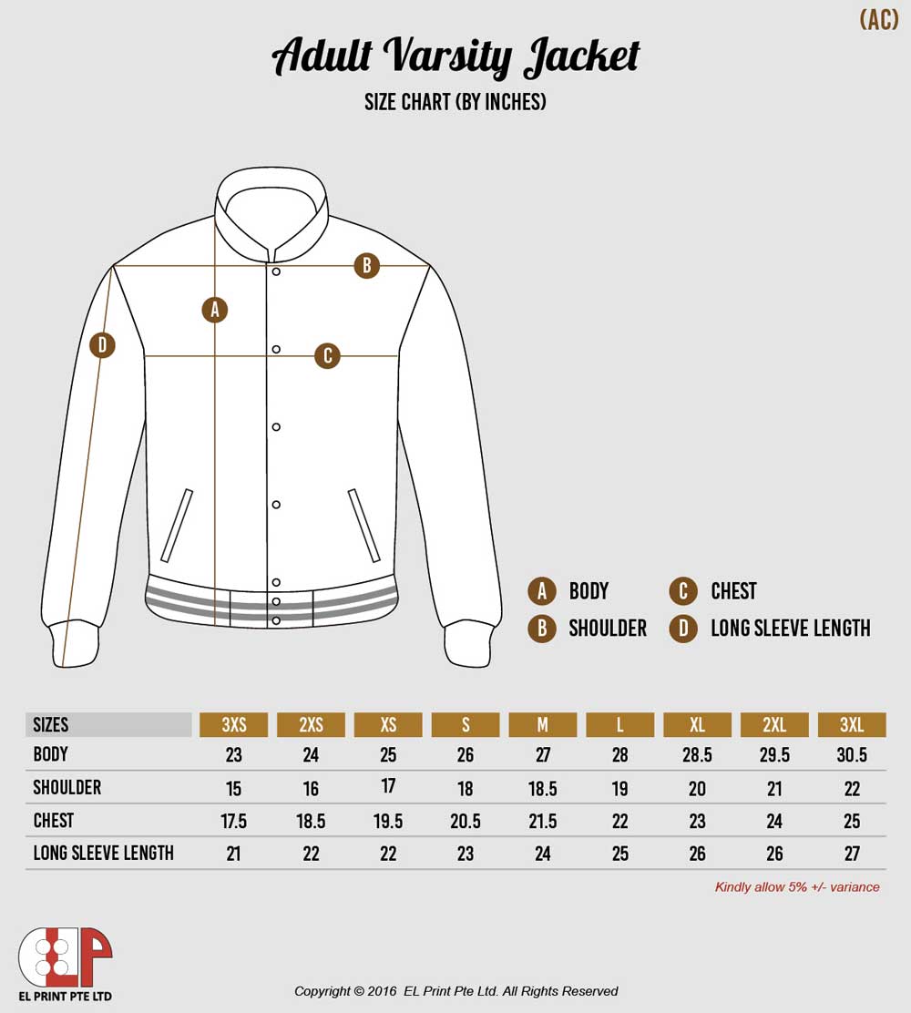 Delong Jacket Size Chart